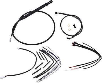 harley davidson softail street bob fxbb [BURLY BRAND] - Komplet sort vinyl styr kabel/line sæt til abehængere