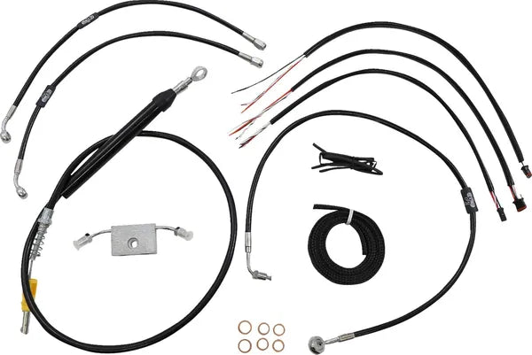 Harley Davidson Fxdrs 114 [LA CHOPPERS] - Komplet sort vinylflettet styrkabel/bremselinjesæt