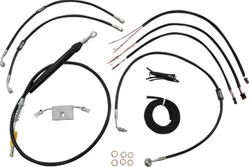 Harley Davidson Fxdrs 114 [LA CHOPPERS] - Komplet sort vinylflettet styrkabel/bremselinjesæt