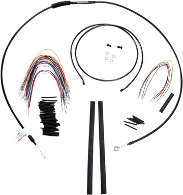 harley davidson flhtc [BURLY BRAND] - Komplet sort vinyl styrkabel/line-sæt til Ape Hanger