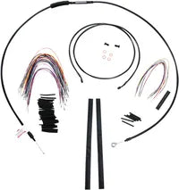 Harley Davidson Flhx [BURLY BRAND] - Komplet sort vinyl styr kabel/line sæt til Ape Hanger