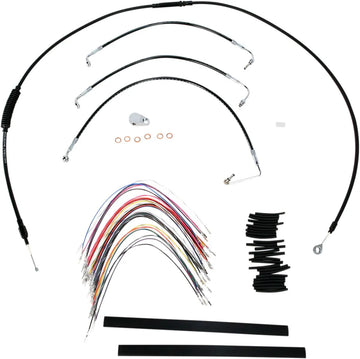 harley davidson flhtc [BURLY BRAND] - Komplet sort vinyl styrkabel/line-sæt til Ape Hanger