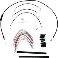 Harley Davidson Flhx [BURLY BRAND] - Komplet sort vinyl styr kabel/line sæt til Ape Hanger