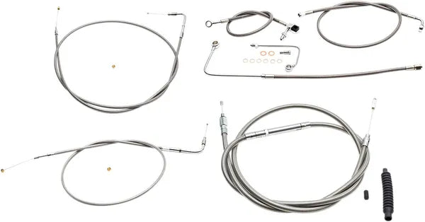 Harley Davidson FLS [LA CHOPPERS] - Standard rustfrit stålbeklædt styrkabel-/bremseledningssæt