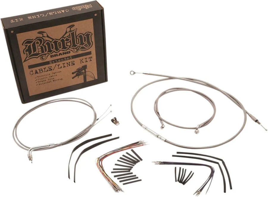 harley davidson fxsb [BURLY BRAND] - Komplet rustfrit stål flettet styrkabel/bremseledningssæt