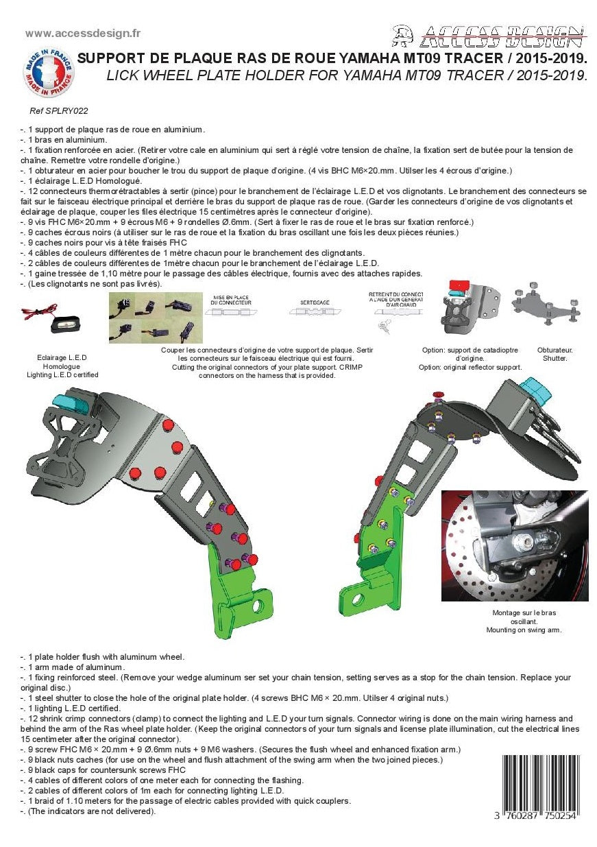Yamaha Tracer 900 ABS (RN 57) [2018-2020] - NUMMERNHALTER ACCESS DESIGN YAMAHA MT-09