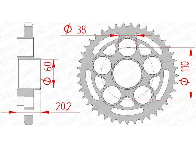 Ducati Monster 1100 [AFAM] - Tandhjulsstål standard - 525