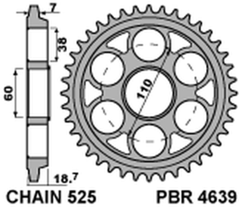 Ducati Monster 1200 [PBR] - Tandhjul aluminium forstærket - 525