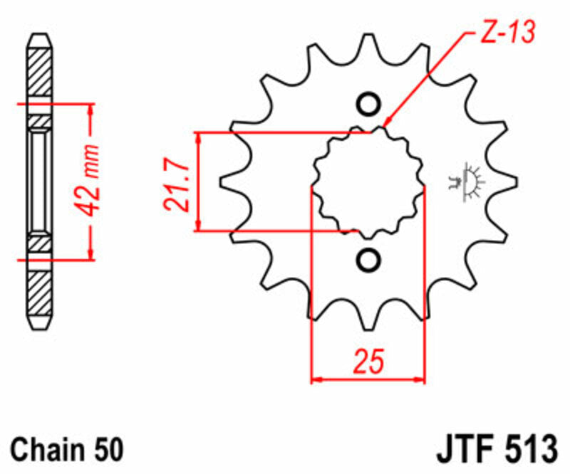 Yamaha SR 500 [JT Sprockets] - Standard stålpinion foran