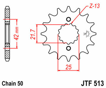 Yamaha SR 500 [JT Sprockets] - Standard stålpinion foran - 0