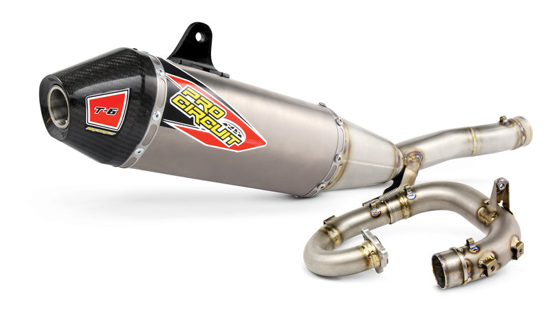Kawasaki Kx 250 [PRO CIRCUIT] - T-6 komplet udstødning i rustfrit stål/titanium lyddæmper/kulstof endedæksel Kawasaki KX250