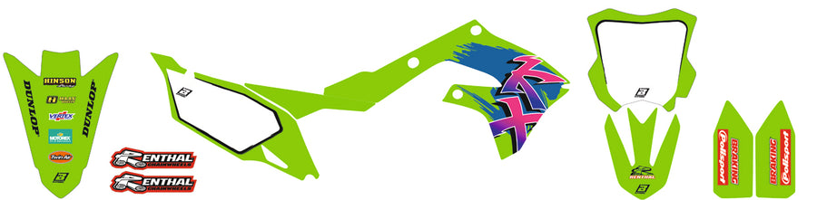 Kawasaki KX 250 (KX 250 M) [2003-2004] - Retro Graphic Kit - Kawasaki KX125/250