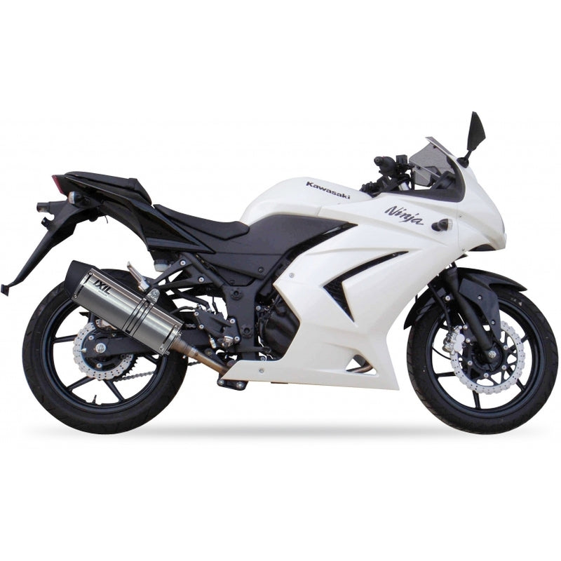 Kawasaki Ninja 250 [IXIL] - Hexoval lyddæmper rustfrit stål sort / endestykke rustfrit stål - OK7034VSE