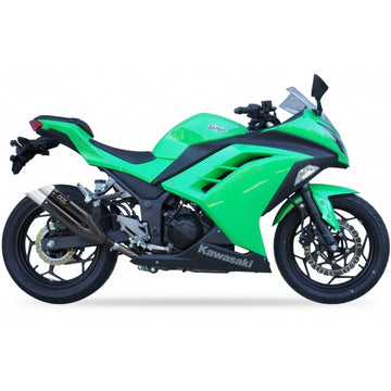 Kawasaki Ninja 300 [IXIL] - Hyperlow lyddæmper i rustfrit stål sort / endedæksel aluminium - XK7336XB