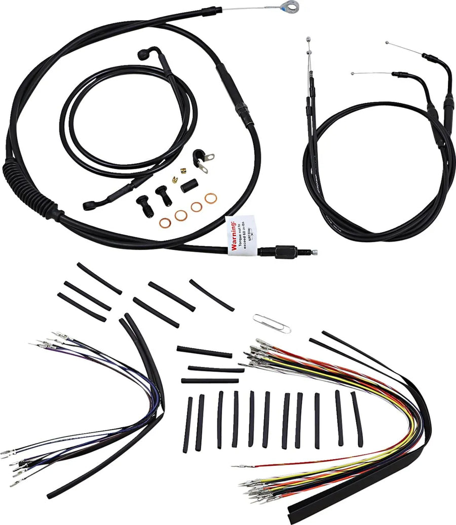 harley davidson flst [BURLY BRAND] - Komplet sort vinyl styr kabel/line sæt til Ape Hanger