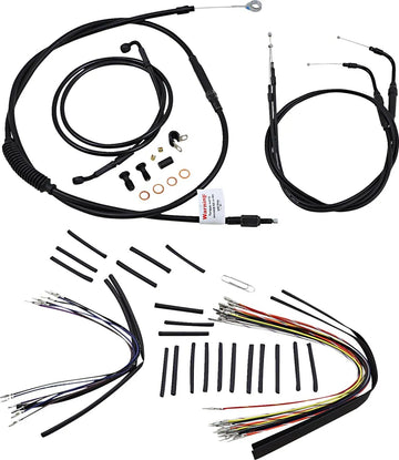 harley davidson flstc [BURLY BRAND] - Komplet sort vinyl styrkabel/line-sæt til Ape Hanger