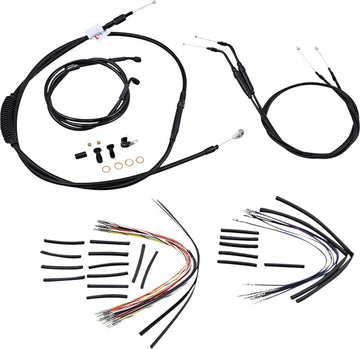 Harley Davidson Fxdwg [BURLY BRAND] - Komplet sort vinyl styr kabel/line sæt til Ape Hanger