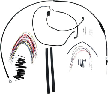 harley davidson flhtc [BURLY BRAND] - Komplet sort vinyl styrkabel/line-sæt til Ape Hanger