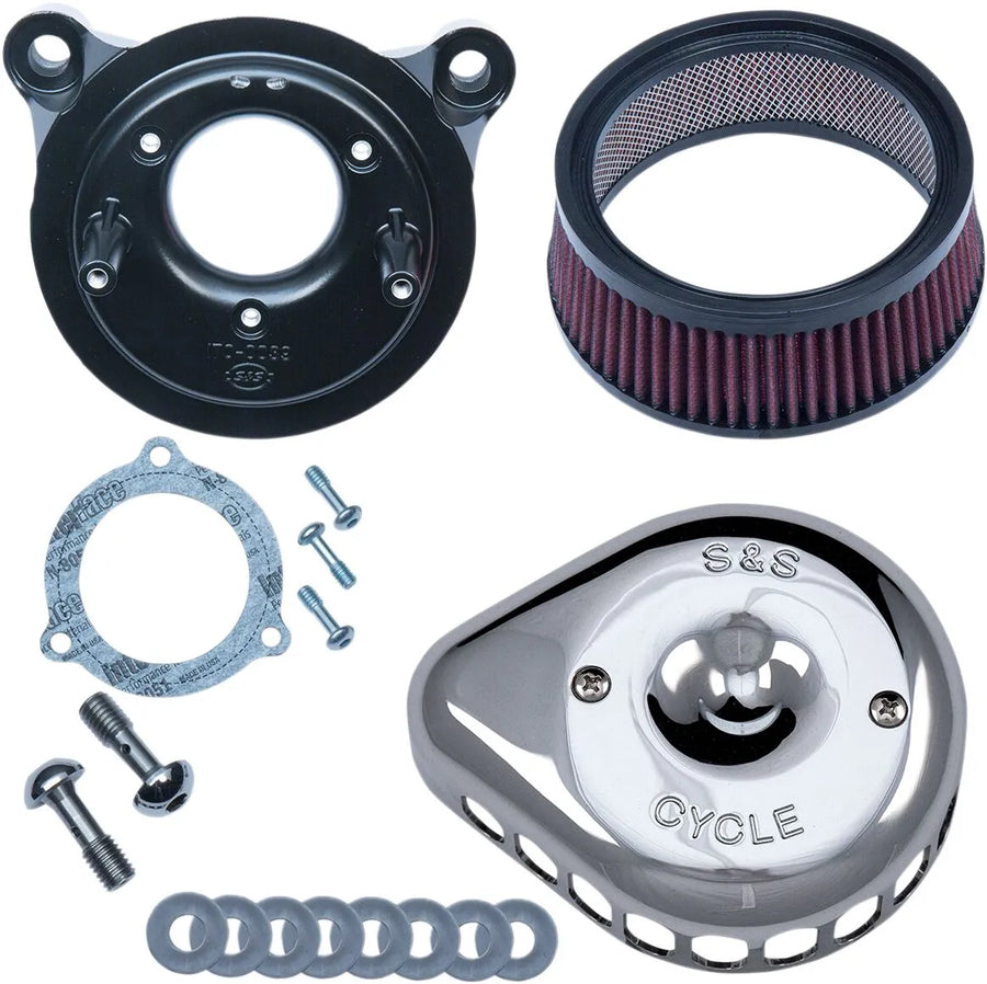 Harley-Davidson FLSTFB 1690 Fat Boy Special [2016-2017] - Mini Teardrop Stealth Luftfilter-Kit – Oberfläche: Silber – Bild 1