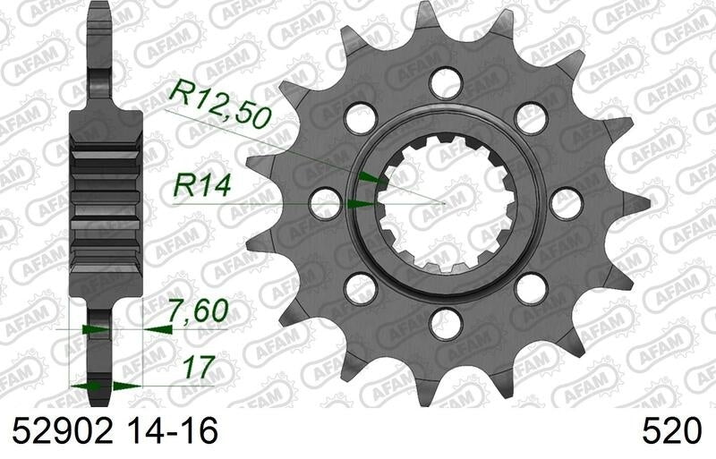 Ducati Panigale V4 SP [2021] - Kettenkit 520 XHR4 - 16/41-114 - Standard Kettenrad Alu - AFAM-Kettenradträger erforderlich