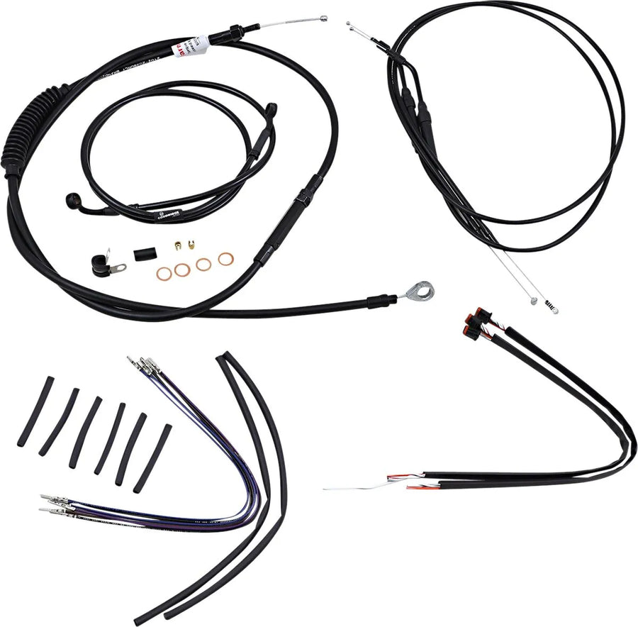 harley davidson sportster 883 jern xl [BURLY BRAND] - Komplet sort vinyl styr kabel/line sæt til abehængere