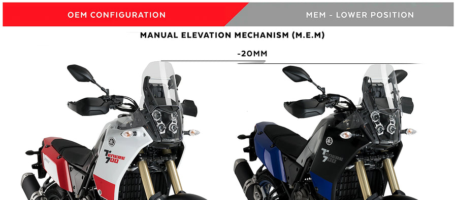 YAMAHA TENERE 700 - M.E.M. Højdejustering af forruden | Sort | PUIG 3732N