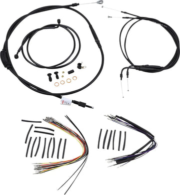 harley davidson flst [BURLY BRAND] - Komplet sort vinyl styr kabel/line sæt til Ape Hanger - 0