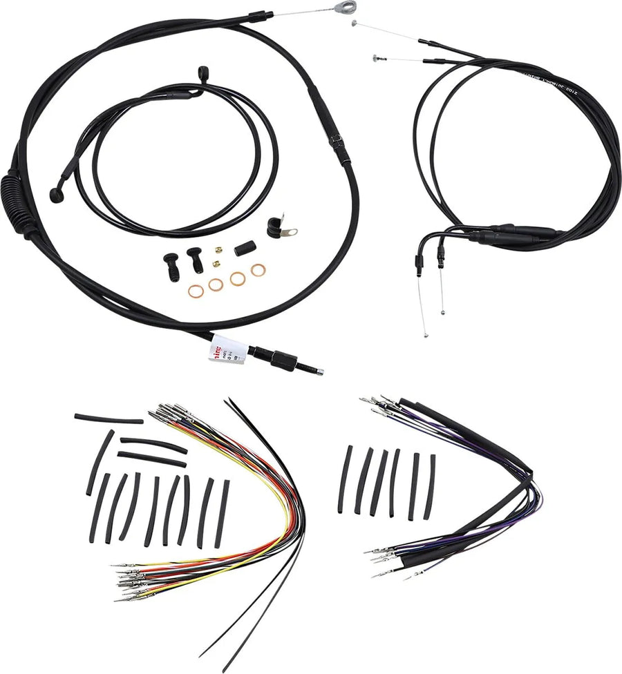 harley davidson flst [BURLY BRAND] - Komplet sort vinyl styr kabel/line sæt til Ape Hanger