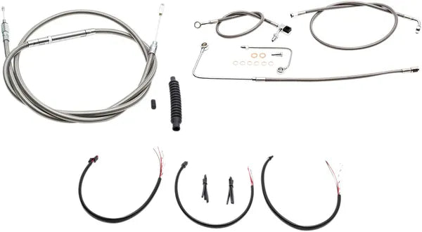 Harley Davidson FLS [LA CHOPPERS] - Komplet rustfrit stål flettet styrkabel/bremseledningssæt