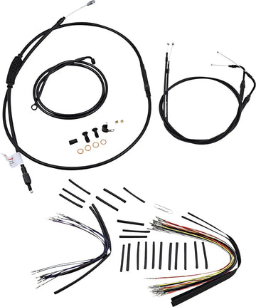harley davidson flst [BURLY BRAND] - Komplet sort vinyl styr kabel/line sæt til Ape Hanger - 0
