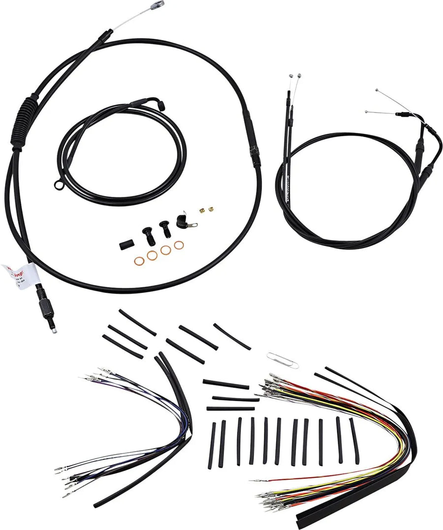 harley davidson flst [BURLY BRAND] - Komplet sort vinyl styr kabel/line sæt til Ape Hanger