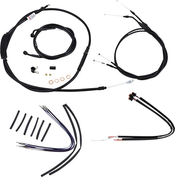 harley davidson sportster 883 jern xl [BURLY BRAND] - Komplet sort vinyl styr kabel/line sæt til abehængere