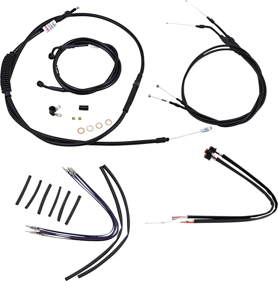 harley davidson sportster 883 jern xl [BURLY BRAND] - Komplet sort vinyl styr kabel/line sæt til abehængere