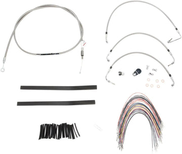 harley davidson flhtc [BURLY BRAND] - Komplet styrkabel/bremseledningssæt i rustfrit stål - 0