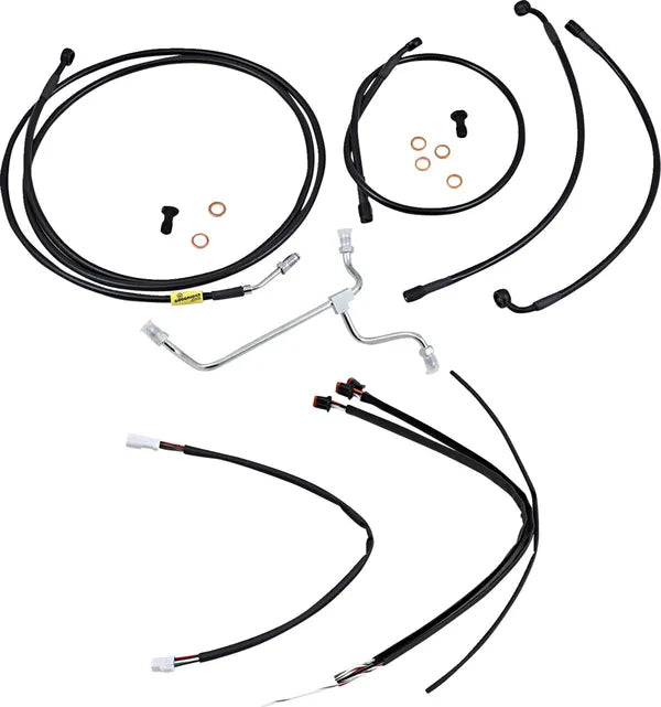 Harley Davidson Flhx [BURLY BRAND] - Komplet sort vinyl styr kabel/line sæt til Ape Hanger