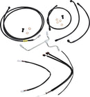 Harley Davidson Flhx [BURLY BRAND] - Komplet sort vinyl styr kabel/line sæt til Ape Hanger