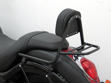 Kawasaki VN 900 Custom [2007-2017] - Sissy Bar lavet af rør med puder og bagageholder, sort