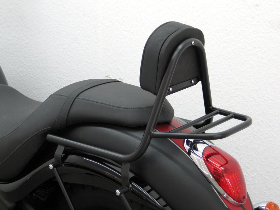 Kawasaki VN 900 Custom [2007-2017] - Sissy Bar lavet af rør med puder og bagageholder, sort