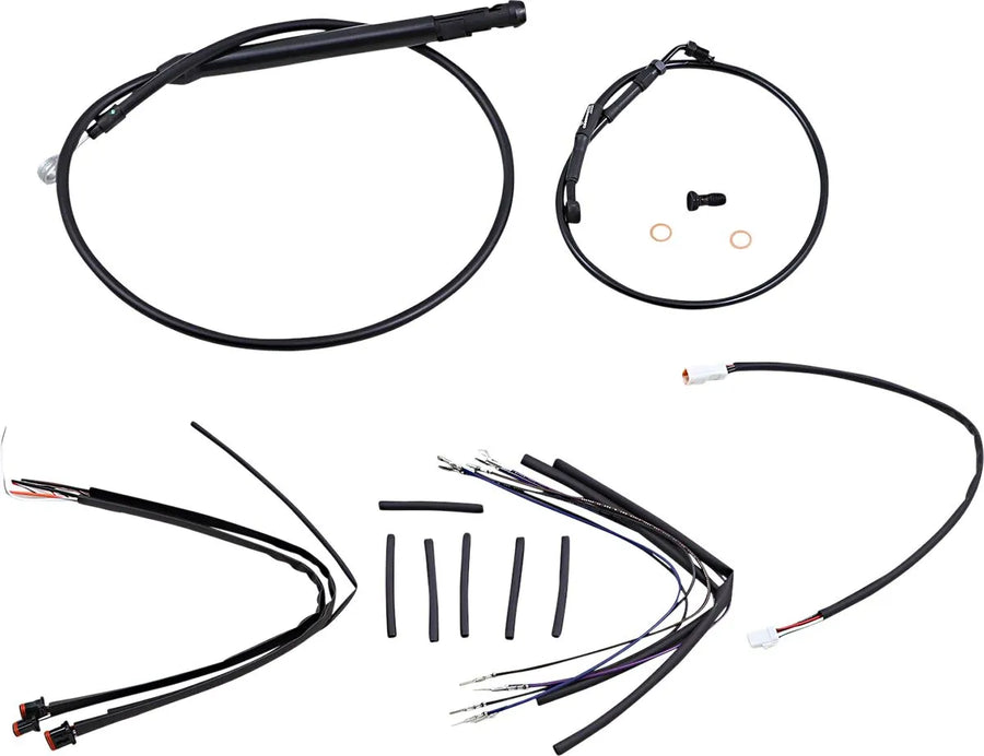 harley davidson softail street bob fxbb [BURLY BRAND] - Komplet sort vinyl styr kabel/line sæt til abehængere