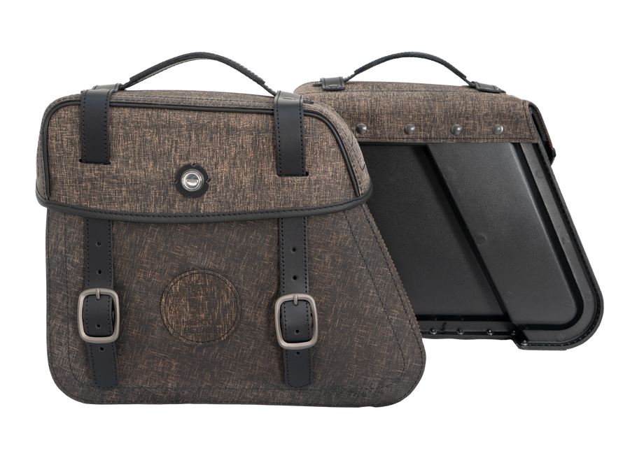 Motorcykeltaske [Hepco & Becker] - lædertaskesæt Rugged Cutout 19 L inkl. quick release - brun - udskæring