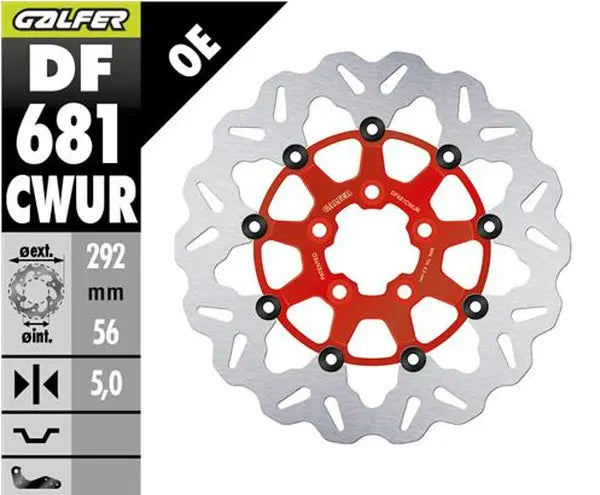 Harley-Davidson Xl 883 R Roadster [2010-2013, 2014-2015] - Schwimmende Wave-Bremsscheibe – Oberfläche: Rot, Silber, Edelstahl – Bild 2