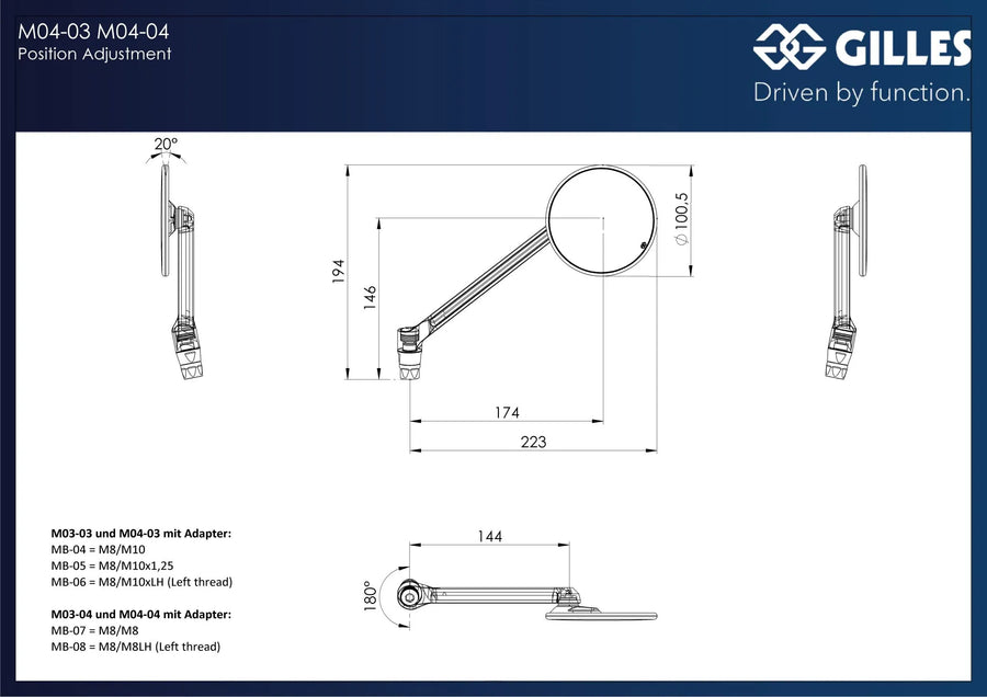 aprilia st 125 [GILLES TOOLING] – Månespejl M10