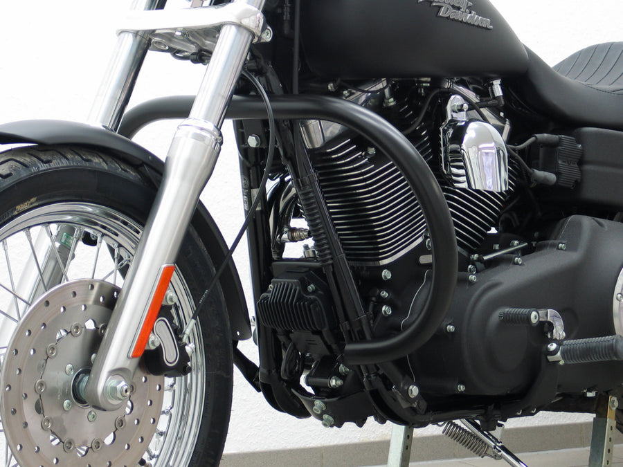 Harley Davidson Dyna Glide Low Rider [2015-2017] - Beskyttelsesbjælke, stor version lavet af 38 mm rør, rund form, sort