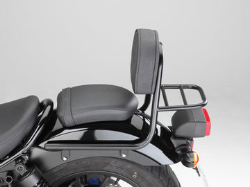 Honda CMX 500 Rebel (PC56A) 2017- [2017] - Sissy Bar lavet af rør med puder og bagageholder, sort