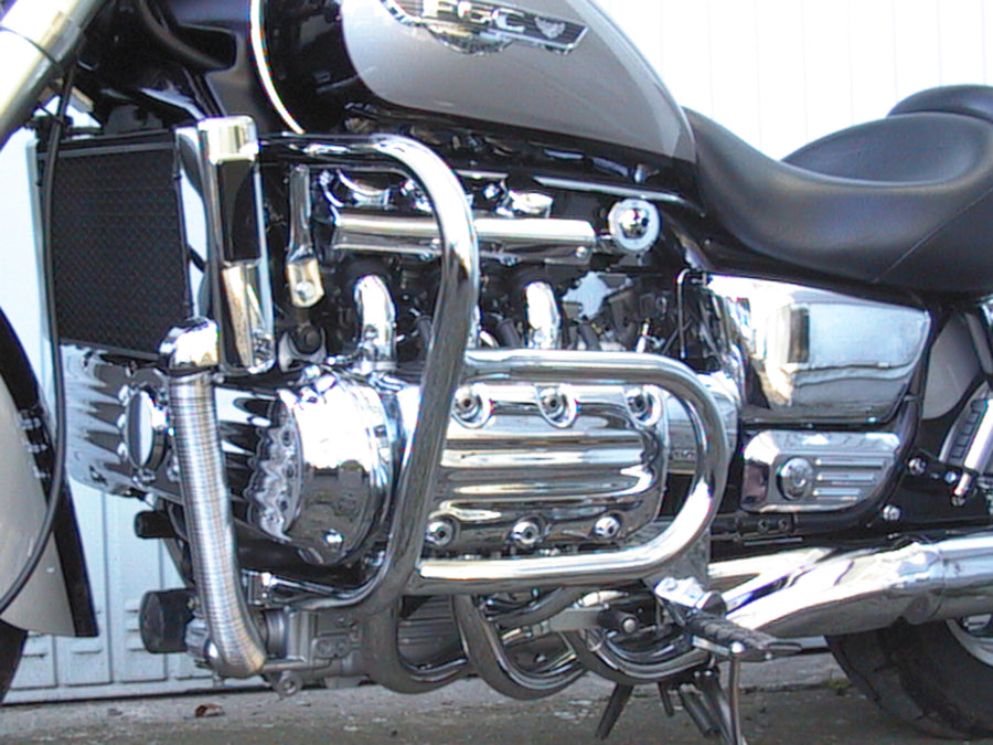 Honda F6C (Valkyrie) [1996-2001] - Beskyttelsesbjælke, stor version lavet af rør 30 mm, 2 tlg., Med cylinderhovedbeskyttelse