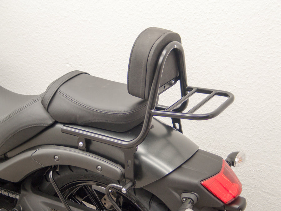 Kawasaki Vulcan S (EN650A) 2015-2020 og (EN650J) 2021- [2015-2020]- Sissy bar lavet af rør med puder og bagageholder, sort