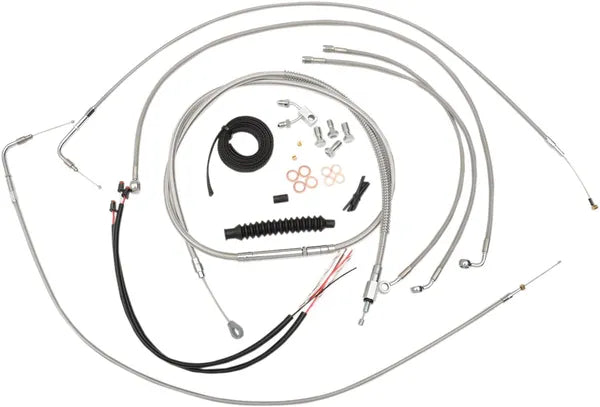 Harley Davidson Fxsb [LA CHOPPERS] - Komplet rustfrit stål flettet styrkabel/bremseledningssæt