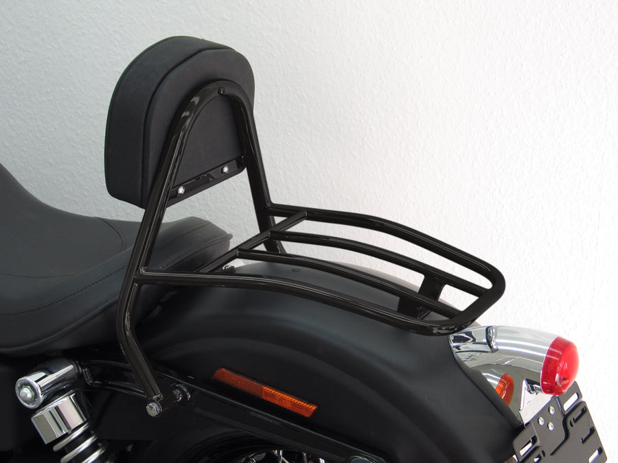 Harley Davidson Dyna Street Bob (FXDB) 2009-2013 [2009-2013] -Driver Sissy Bar med puder og bagageholder, sort