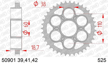 Ducati Monster 1200 [AFAM] - Tandhjulsstål standard - 525