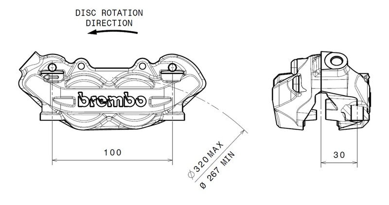 Ktm Adventure 1090 [BREMBO] - P4 bremsekaliper foran venstre Ø32mm
